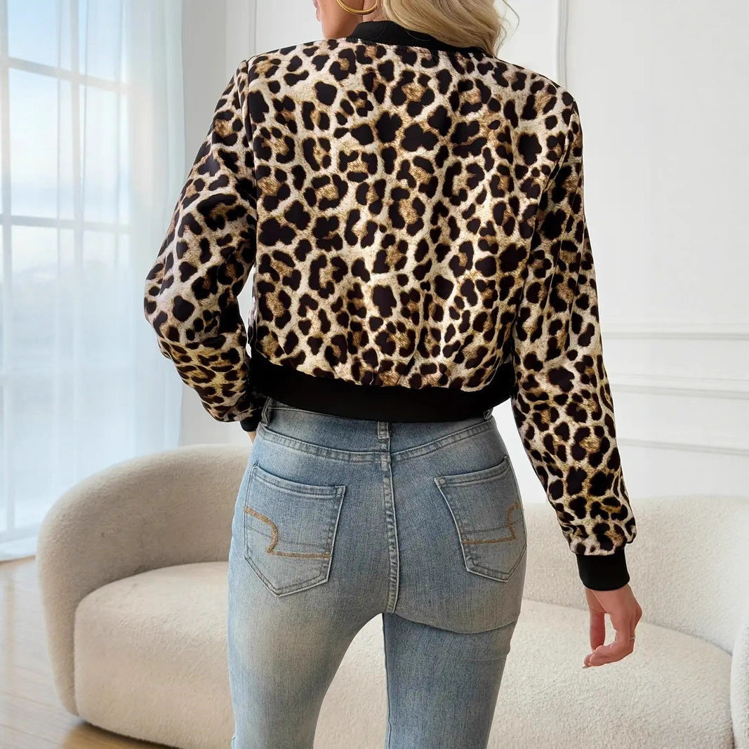 Damen Leoprint Bomberjacke im sportlich-eleganten Stil Drune