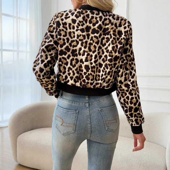 Damen Leoprint Bomberjacke im sportlich-eleganten Stil Drune