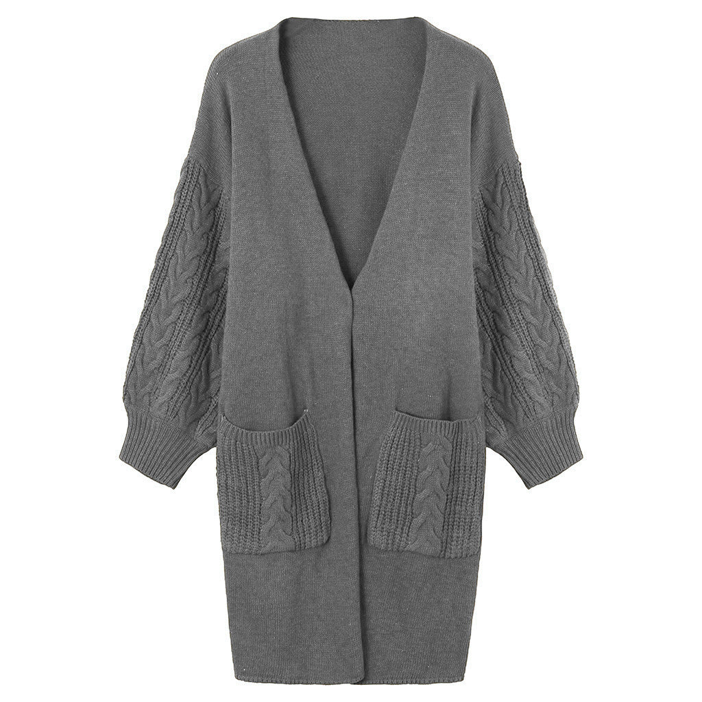 Damen Großer Strickcardigan mit Zopfmuster und praktischen Taschen Drune