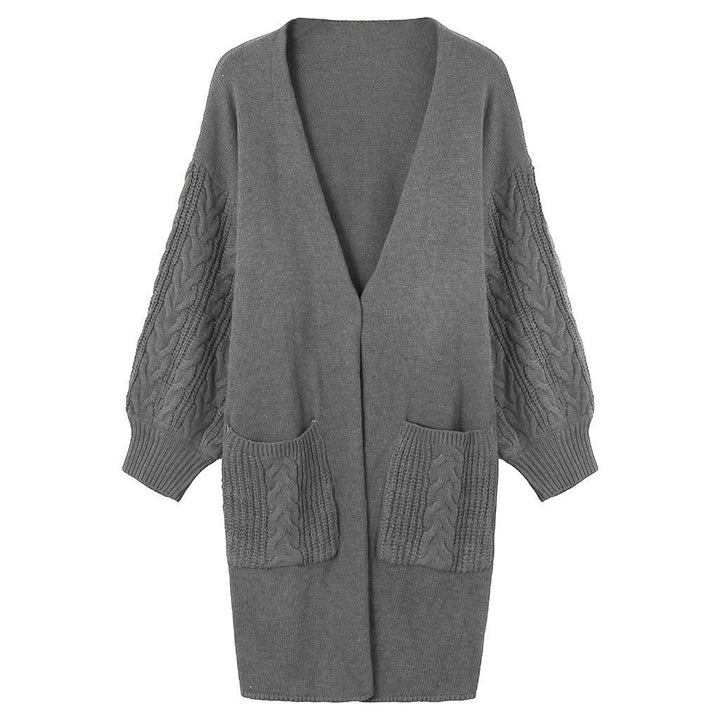 Damen Großer Strickcardigan mit Zopfmuster und praktischen Taschen Drune