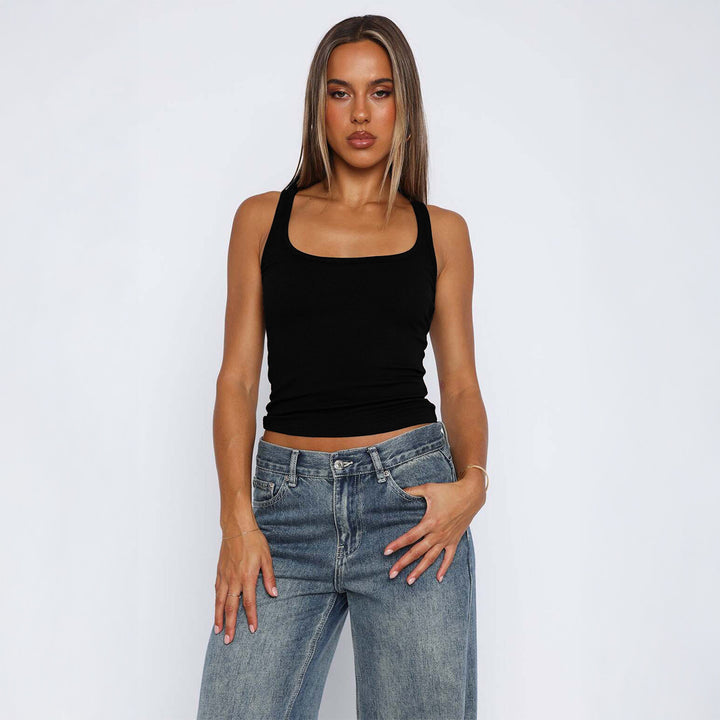 Damen Tanktop mit schmalen Trägern und elegantem Ausschnitt Drune