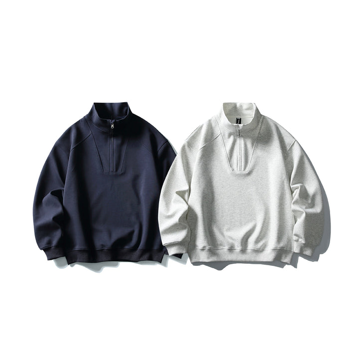 Unisex Relaxed-Halbzip-Sweatshirt mit hohem Kragen und Raglannaht Drune