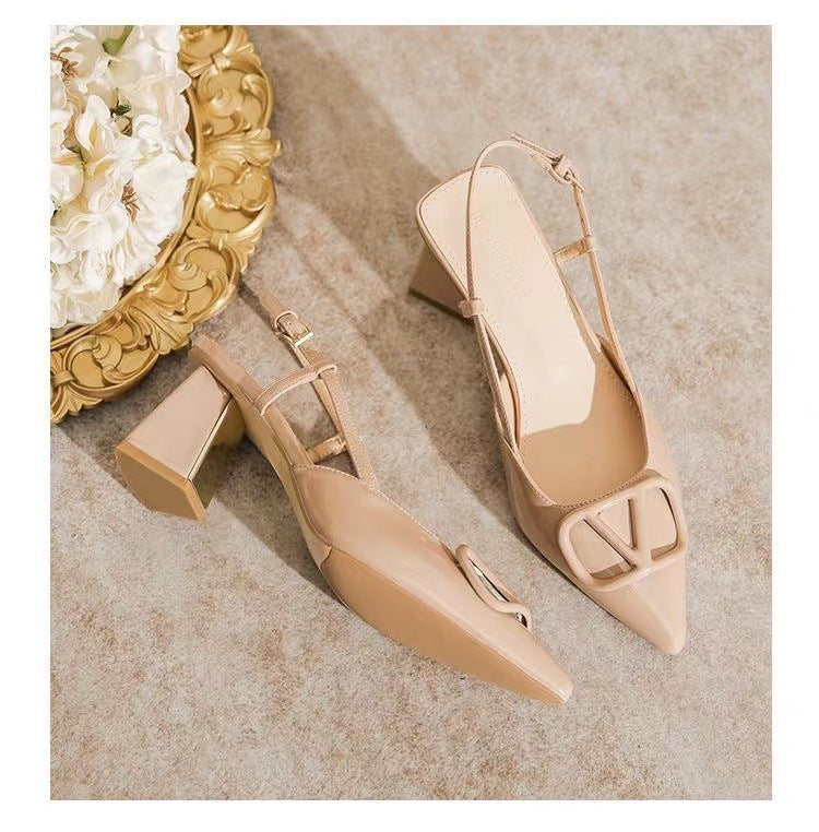 Damen Slingback Pumps mit dekorativen Metallakzenten und komfortablem Blockabsatz Drune
