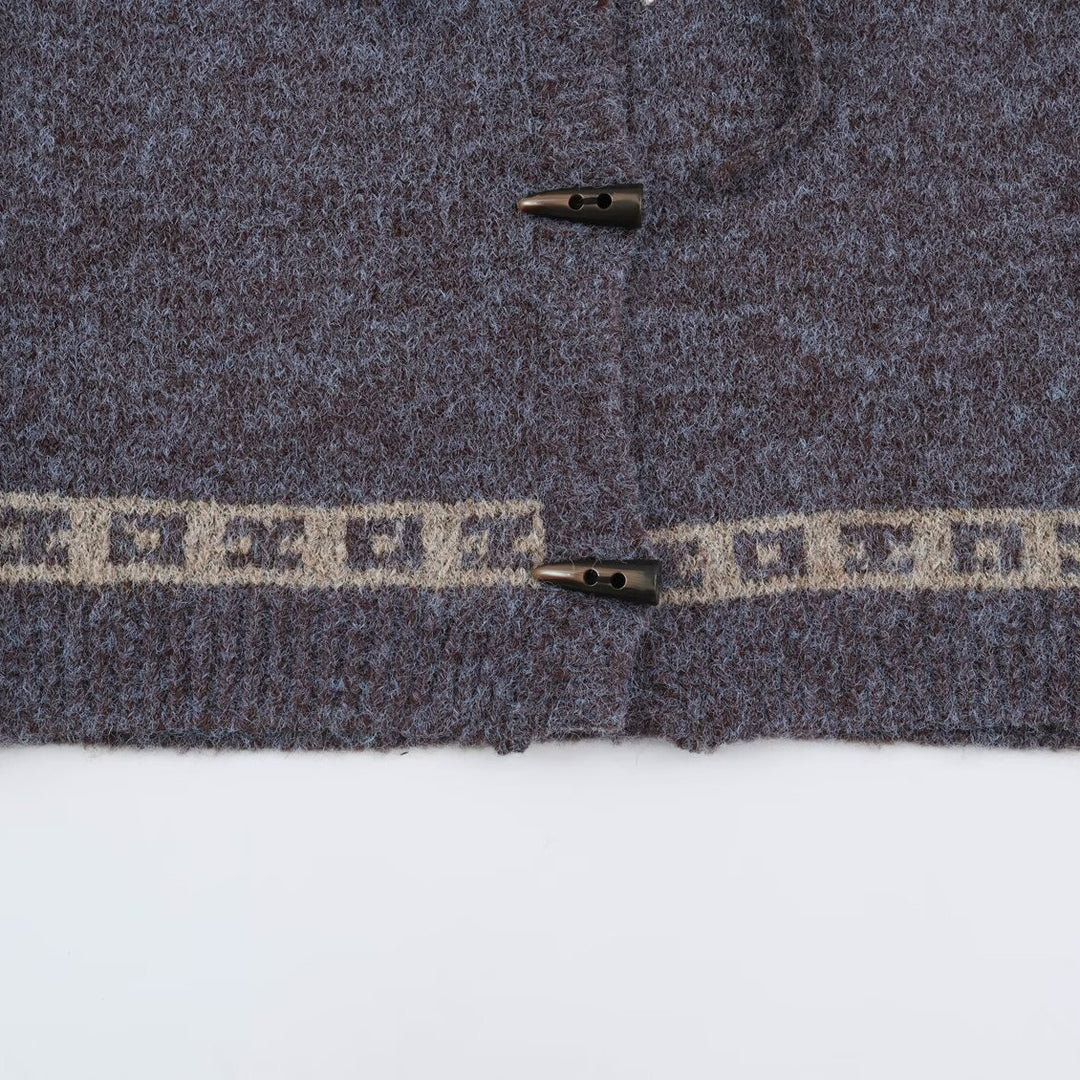 Damen Kapuzen-Strickjacke im Norwegerstil mit Knebelverschlüssen Drune