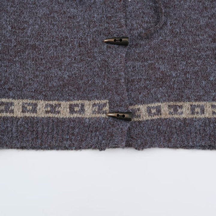 Damen Kapuzen-Strickjacke im Norwegerstil mit Knebelverschlüssen Drune