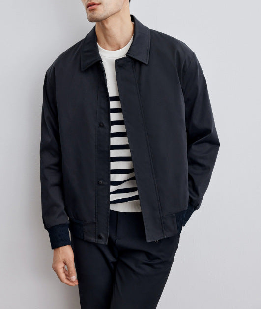 Herren klassische Harringtonjacke mit Rippsaum und verdecktem Reißverschluss Drune