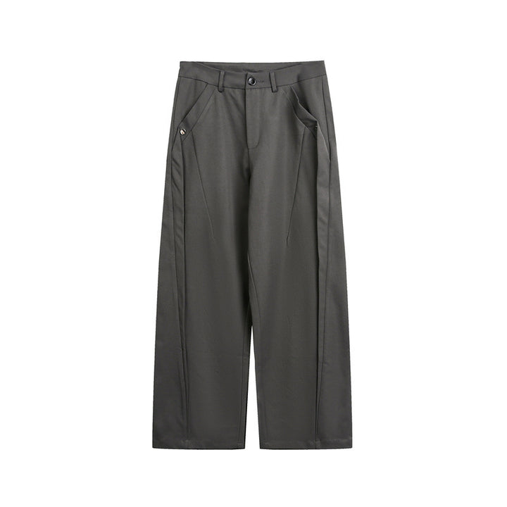 Damen Weite High-Waist Stoffhose mit Bügelfalte und seitlichen Eingrifftaschen Drune
