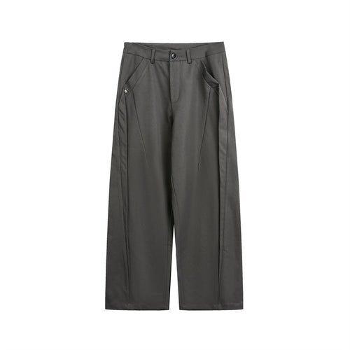 Damen Weite High-Waist Stoffhose mit Bügelfalte und seitlichen Eingrifftaschen Drune