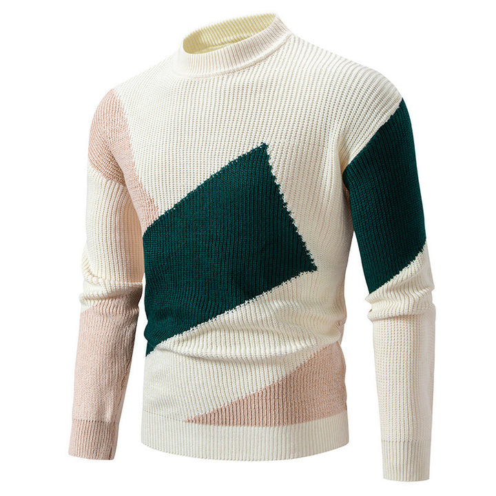 Damen modischer Stehkragenpullover mit geometrischem Muster Drune