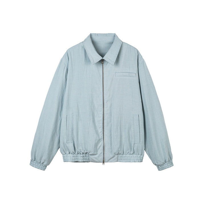 Unisex Oversize-Denim-Blouson mit fransigen Kanten und Druckknopfleiste Drune