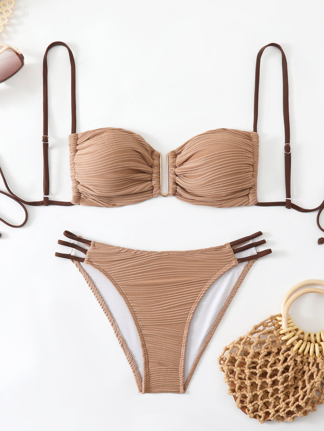 Damen Balkon-Bikini mit raffiniertem Rüschendesign und eleganten Trägern Drune