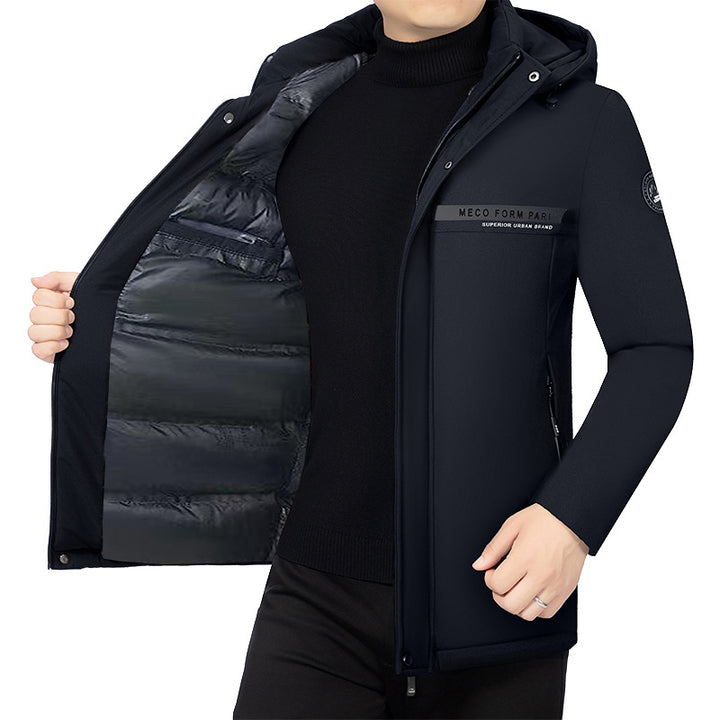 Herren Wattierte Stehkragenjacke mit wasserabweisender Oberfläche und Reißverschlusstaschen Drune