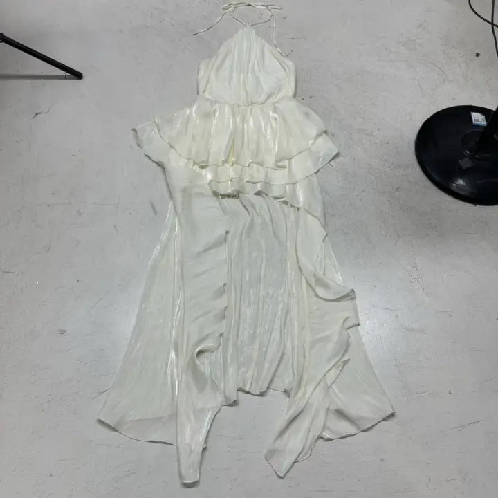 Damen leichtes Wickelkleid mit Volant und asymmetrischem Saum Drune