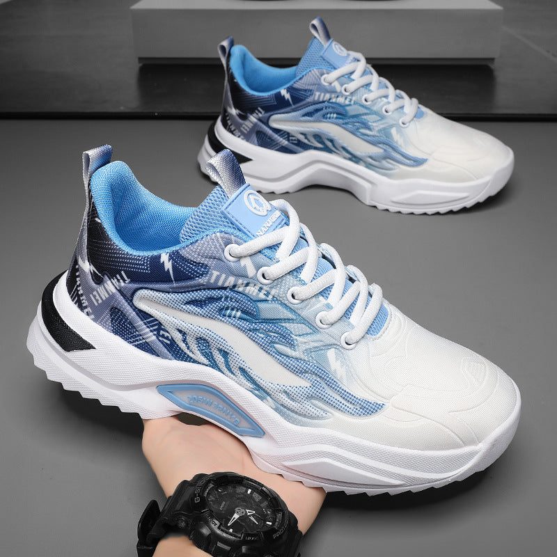 Unisex leichte Fashion-Plateau-Sneaker mit atmungsaktivem Mesh, dynamischem Wellenprint und gepolstertem Einstieg Drune