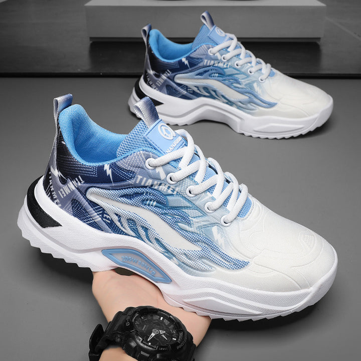 Unisex leichte Fashion-Plateau-Sneaker mit atmungsaktivem Mesh, dynamischem Wellenprint und gepolstertem Einstieg Drune