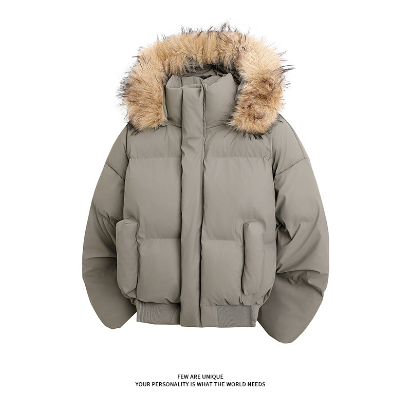 Damen modische Steppjacke mit kuscheligem Kunstfellbesatz und praktischen Taschen Drune