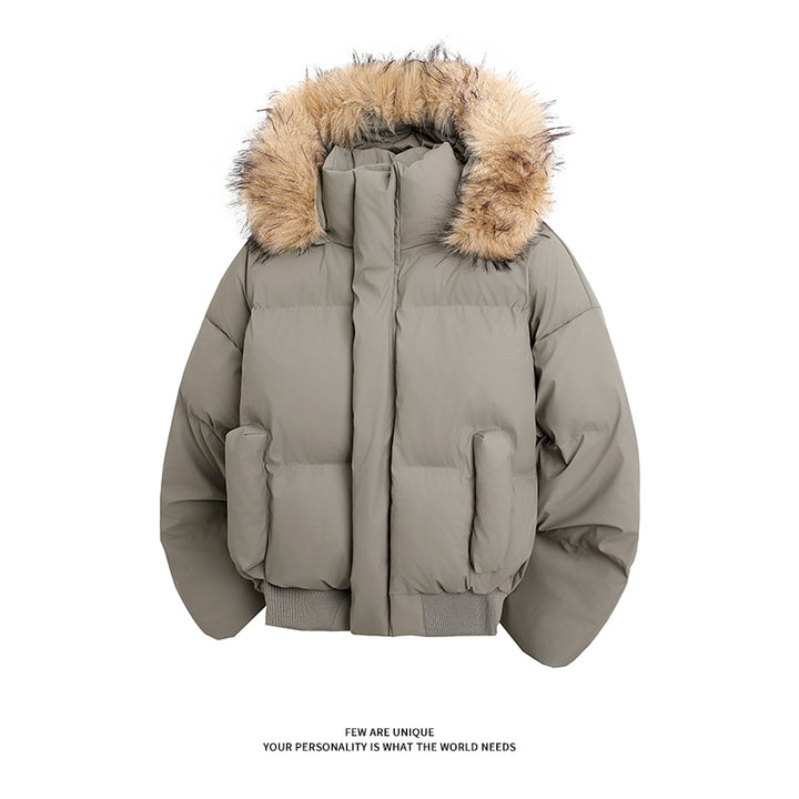 Damen modische Steppjacke mit kuscheligem Kunstfellbesatz und praktischen Taschen Drune