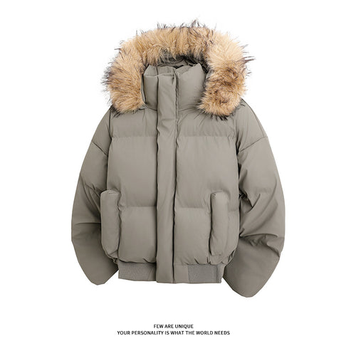 Damen modische Steppjacke mit kuscheligem Kunstfellbesatz und praktischen Taschen Drune