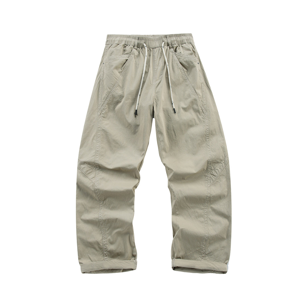 Herren Leichte Relaxed-Fit Bundhose mit Tunnelzug, schrägen Eingrifftaschen und Paneelnähten Drune