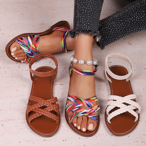 Damen Riemensandalen mit geflochtenem Design und verstellbarem Riemen Drune