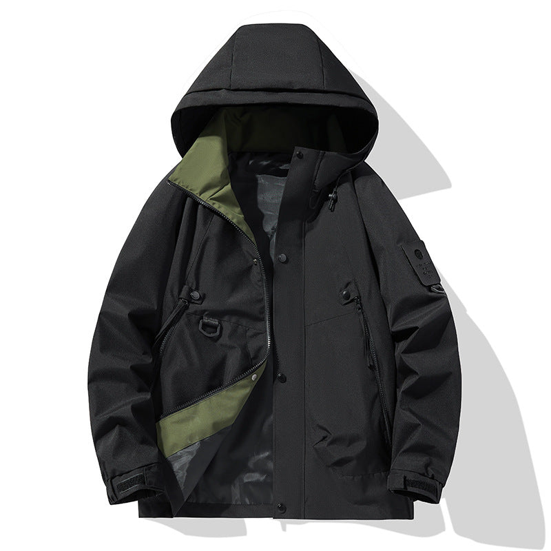 Herren Wasserabweisende Tech Utility Kapuzenjacke mit verdecktem Reißverschluss Drune