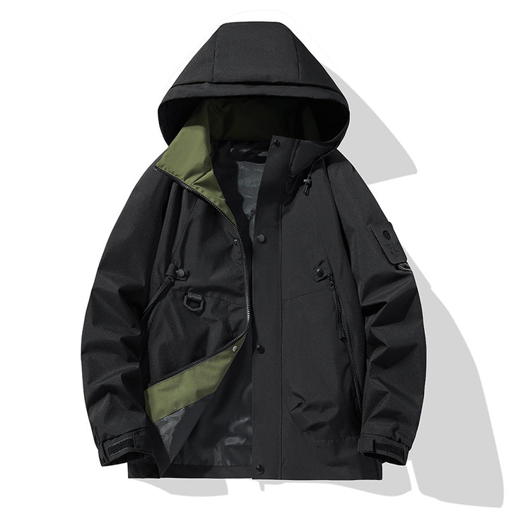 Herren Wasserabweisende Tech Utility Kapuzenjacke mit verdecktem Reißverschluss Drune