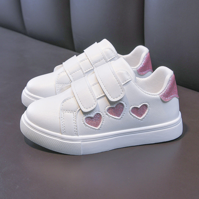 Damen Plateausneaker mit Klettverschluss und glitzernden Herz‑ und Sternapplikationen Drune