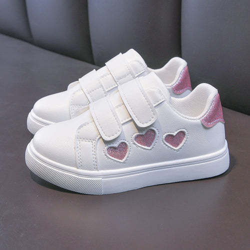 Damen Plateausneaker mit Klettverschluss und glitzernden Herz‑ und Sternapplikationen Drune