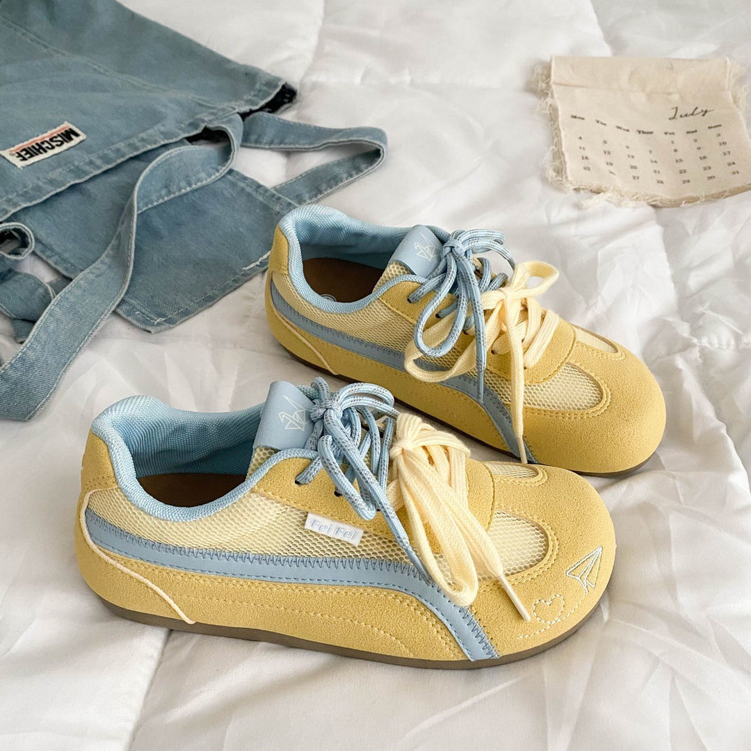 Damen Retro-sportliche Sneaker mit Wildleder- und Mesh-Mix sowie gepolsterter Komfortsohle Drune