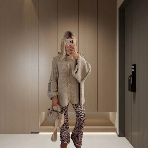 Damen Strickjacke mit weiten Ärmeln und Knopfdetails Drune