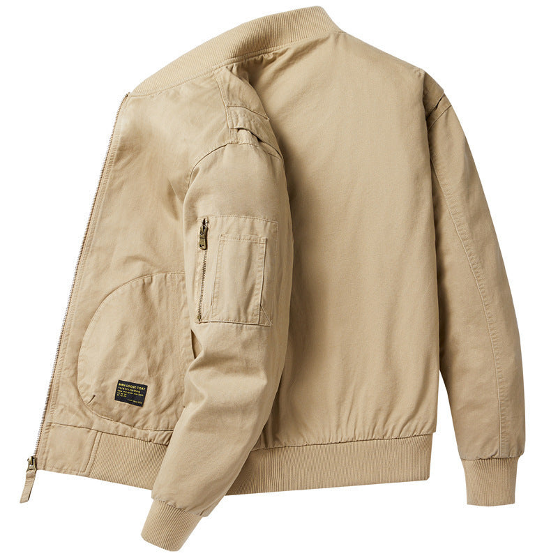 Herren Baumwoll-Canvas Bomberjacke mit Ärmeltasche, Rippbündchen und leichter Thermofütterung Drune