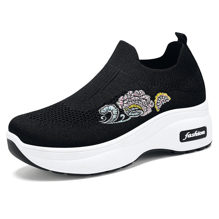 Damen Sportliche Stretch-Sneaker mit floraler Applikation und dämpfender Sohle Drune