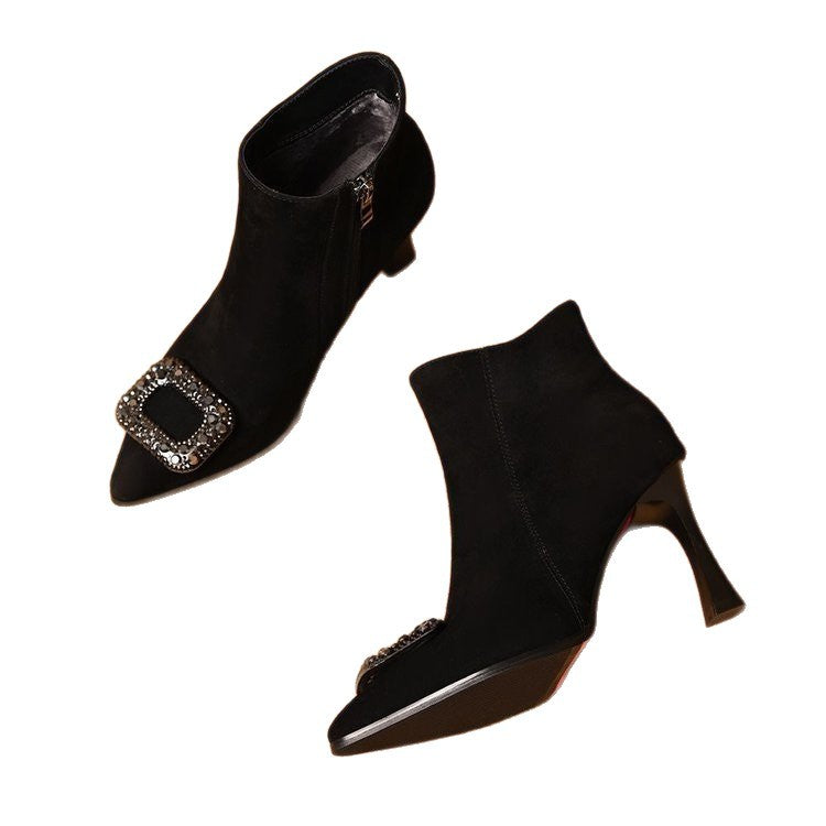 Damen Elegante spitze Stiefeletten mit Glitzer-Akzenten Drune