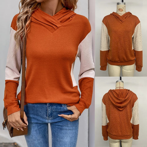 Damen Kapuzenpullover mit modernem Farbmix und strukturiertem Stoff Drune