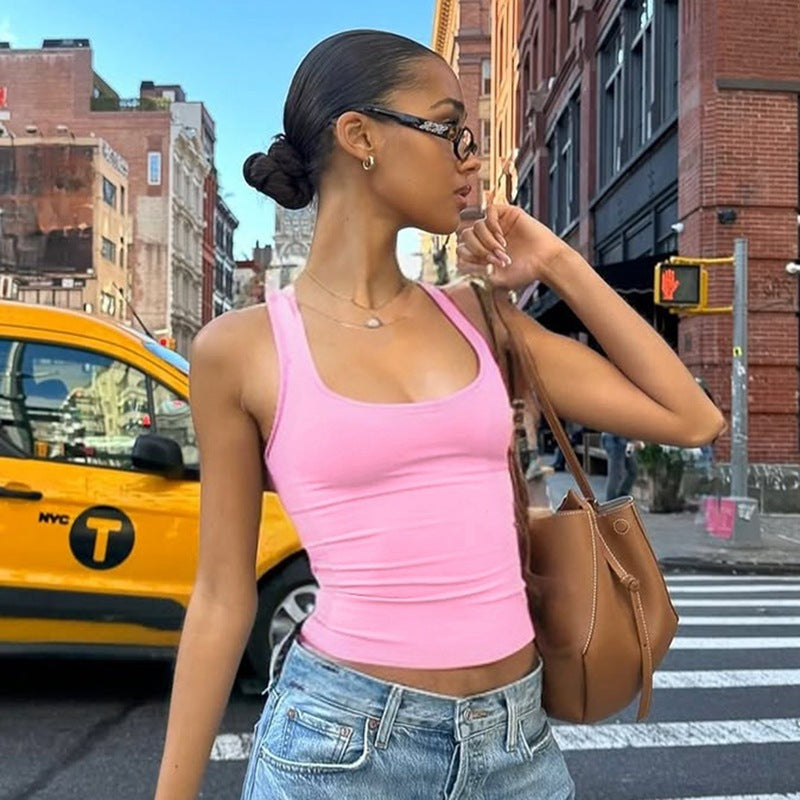 Damen Sportliches Tanktop mit breiten Trägern Drune