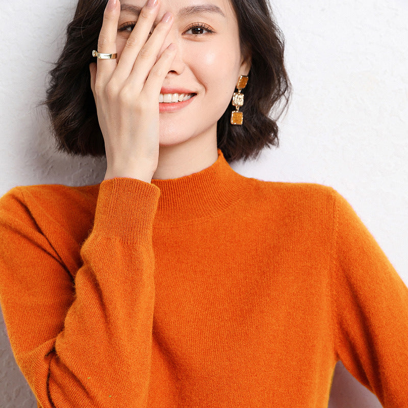 Damen Luxuriöser Kaschmir-Feinstrickpullover mit Stehkragen Drune
