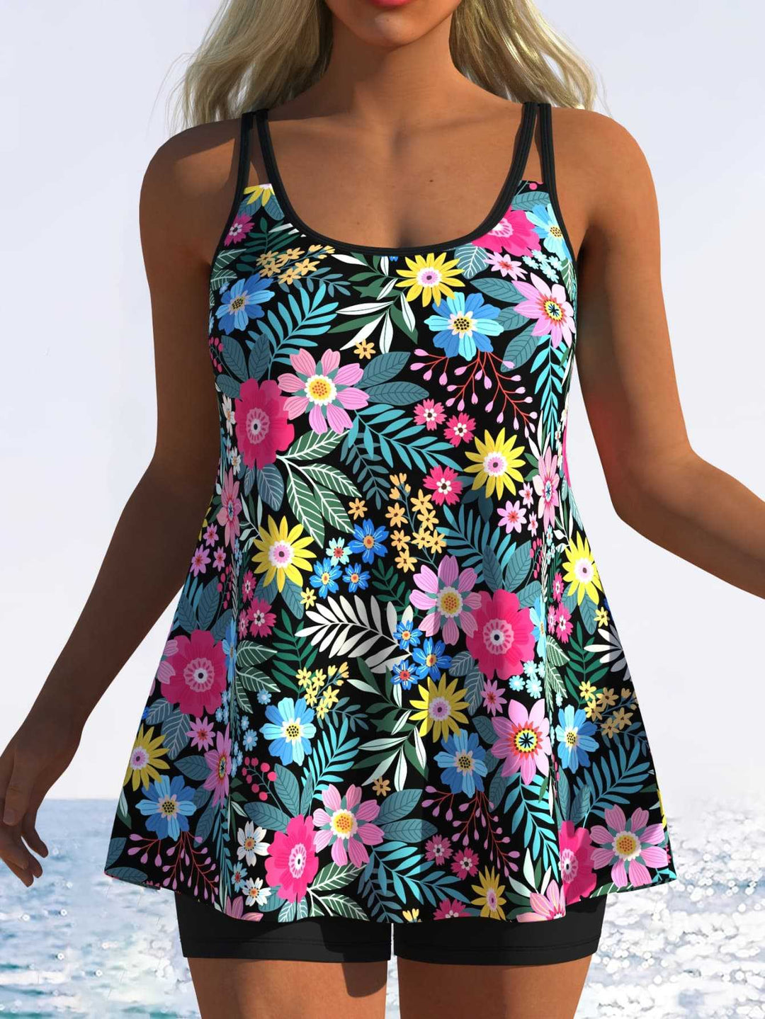 Damen Tankini mit verspieltem Streifenmuster und originellem Schnitt Drune