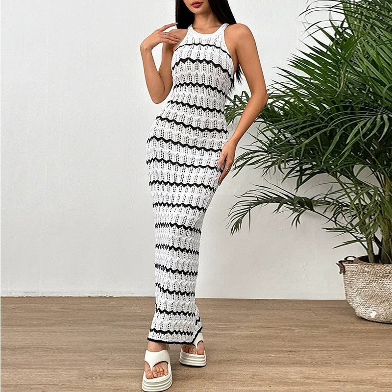 Damen figurbetontes Häkel-Maxikleid Drune