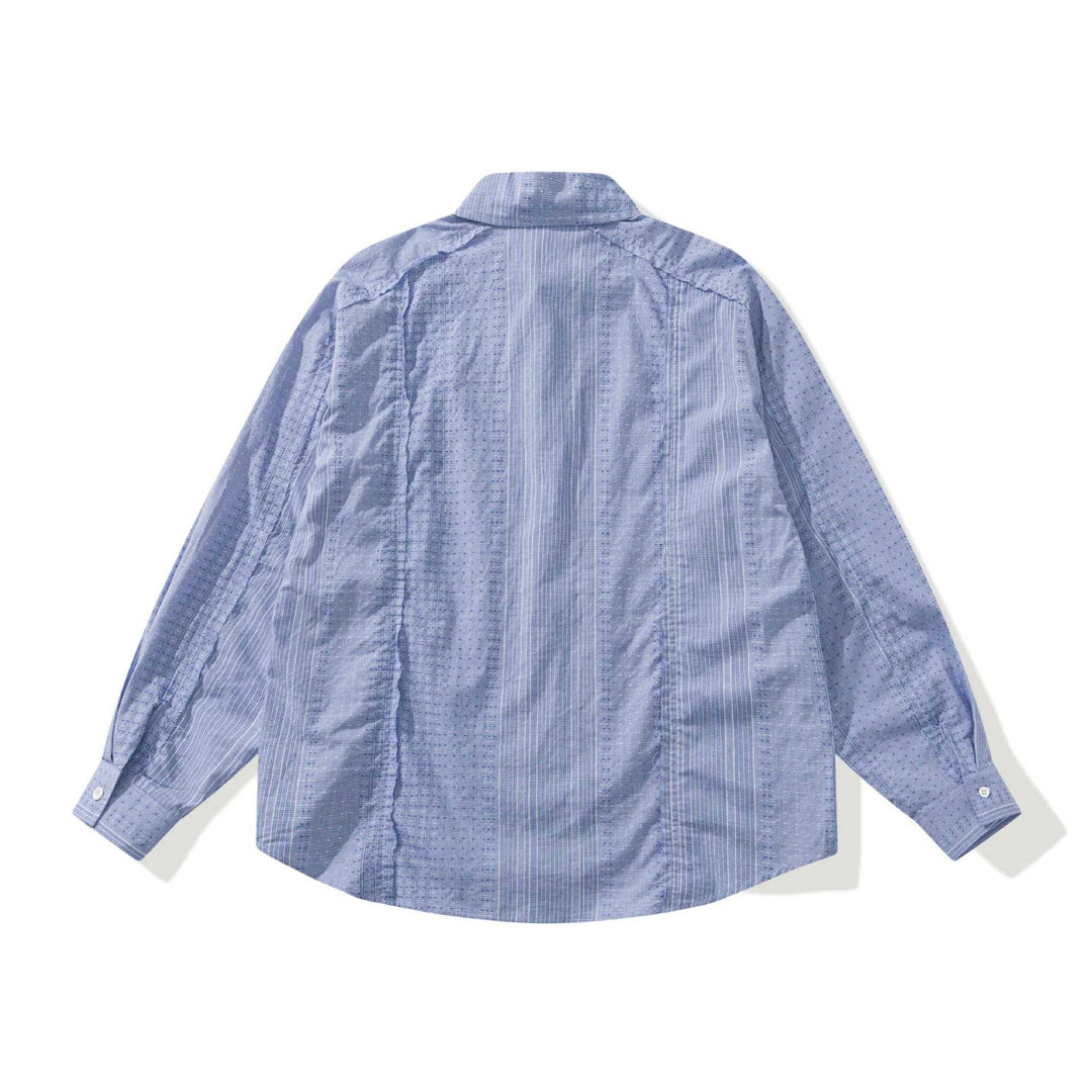 Damen Strukturierte Oversize‑Hemdbluse mit feiner Stickerei und Streifenstruktur Drune
