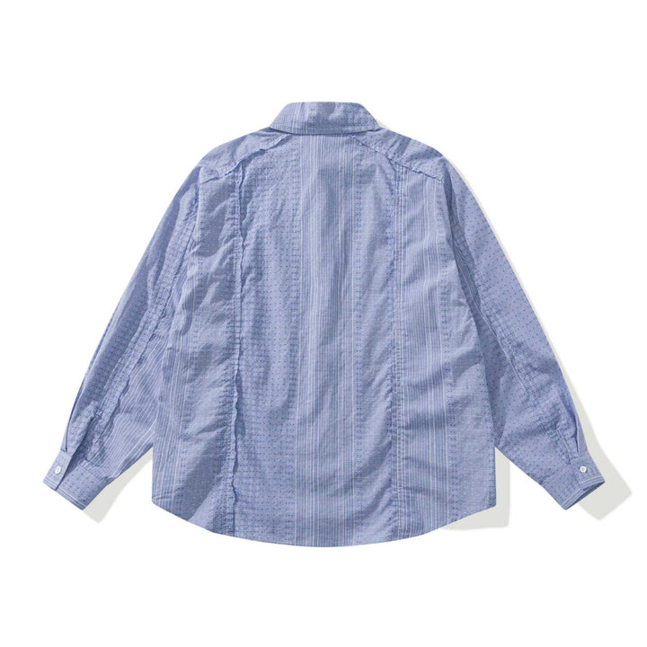 Damen Strukturierte Oversize‑Hemdbluse mit feiner Stickerei und Streifenstruktur Drune