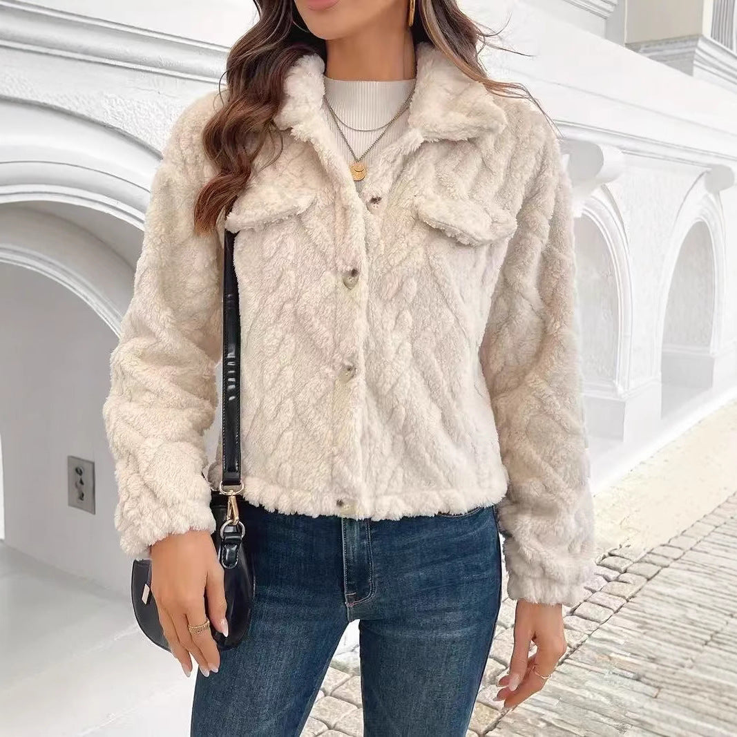 Damen Kuschelige Plüschjacke im stylischen Schnitt Drune
