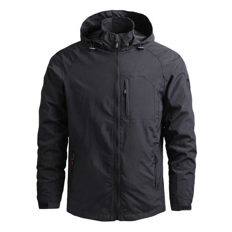 Herren nan leichte wasserabweisende Softshelljacke mit Kapuze und Brusttasche Drune