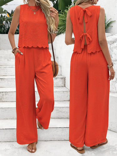 Damen lässiger Jumpsuit mit schickem Rückenausschnitt und weitem Bein Drune