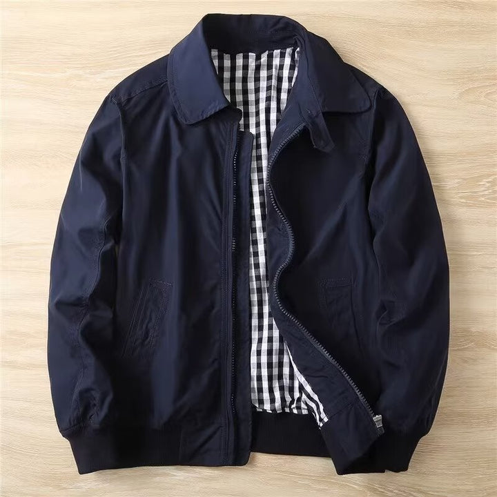 Herren Modische Bomberjacke mit kariertem Innenfutter Drune