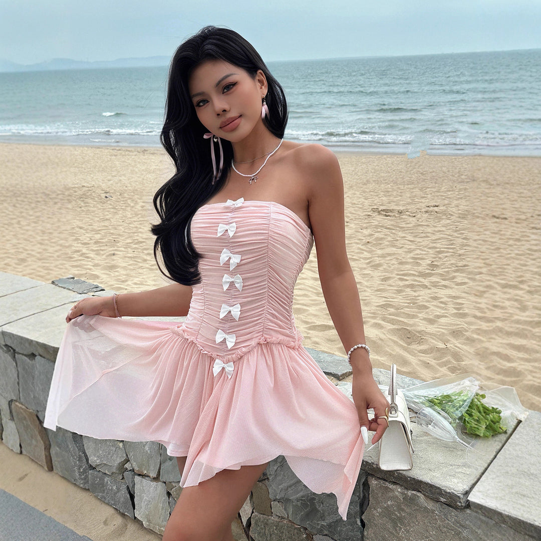 Damen romantisches Corsage-Kleid mit bezaubernden Rüschendetails Drune