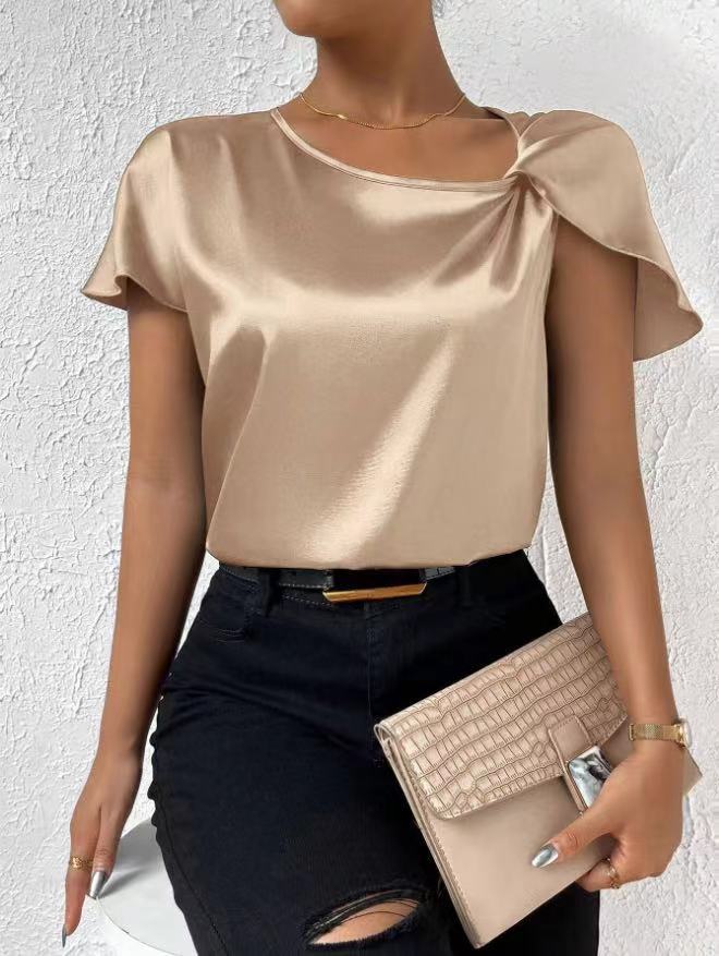 Drune | Satin Twist einfarbiger lockerer vielseitiger Top