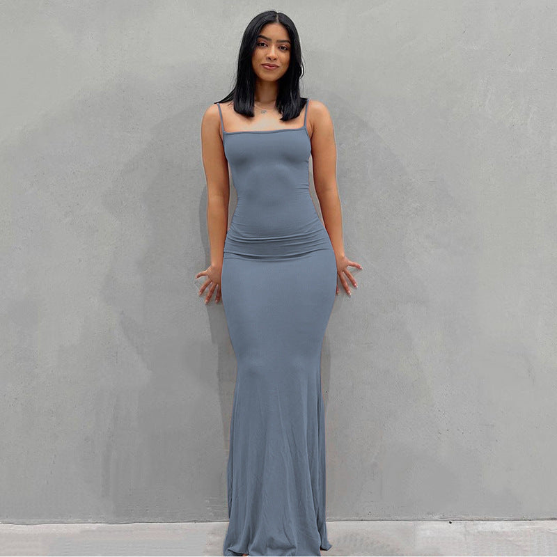 Damen Körperbetontes Maxi‑Jerseykleid mit taillierter Drapierung, langen Ärmeln und ausgestelltem Saum Drune