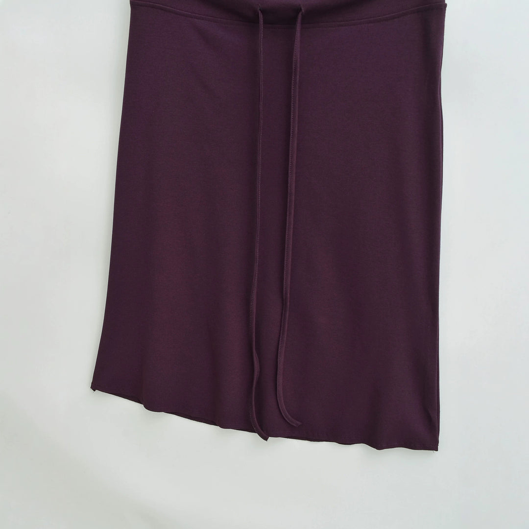 Damen Jersey-Midirock mit hohem Bund, Tunnelzug und A-Linien-Schnitt Drune