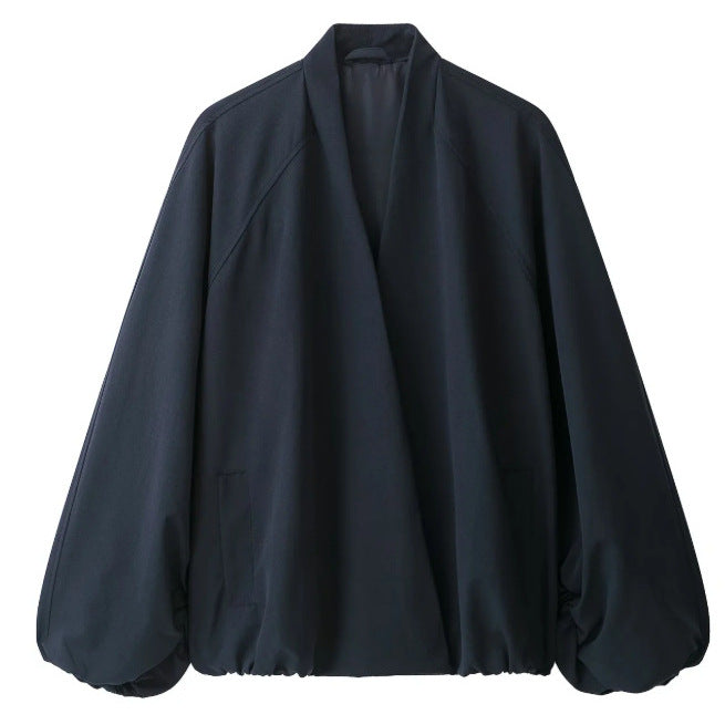 Damen Oversize‑Kimono‑Jacke mit voluminösen Ballonärmeln und elastischem Saum Drune