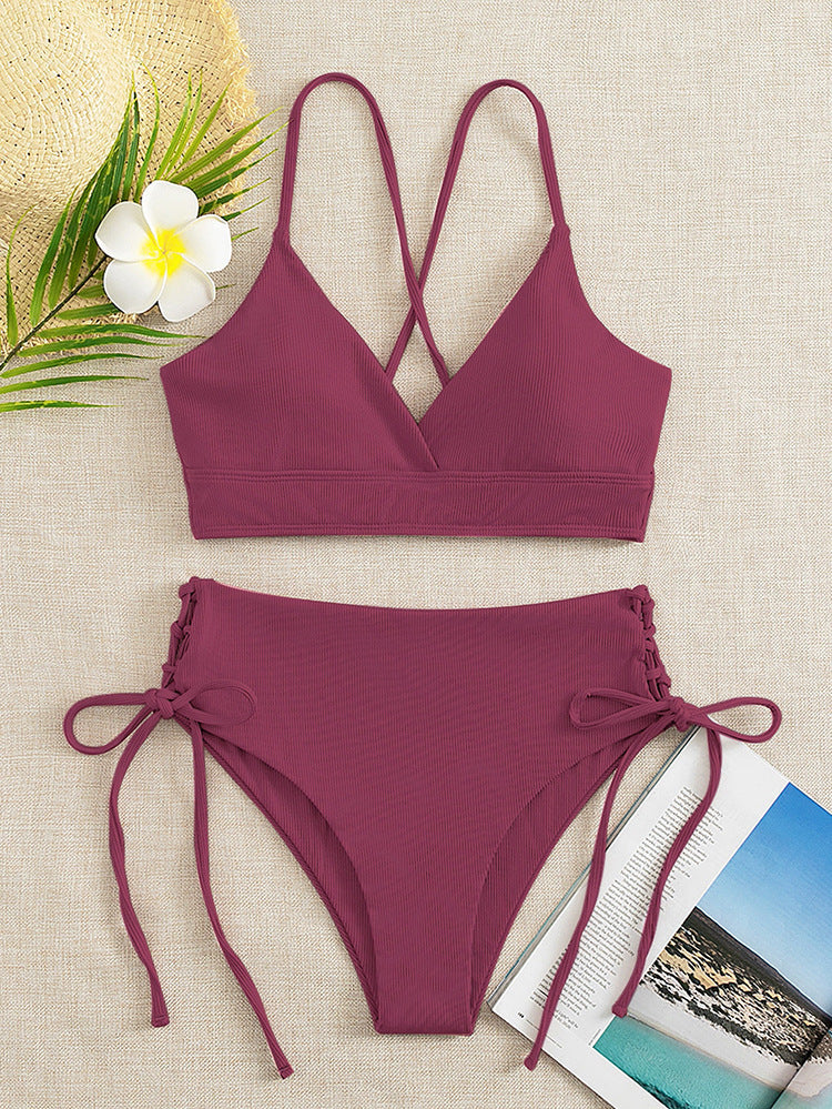 Damen Hochgeschnittener Bikini mit verstellbaren Trägern Drune